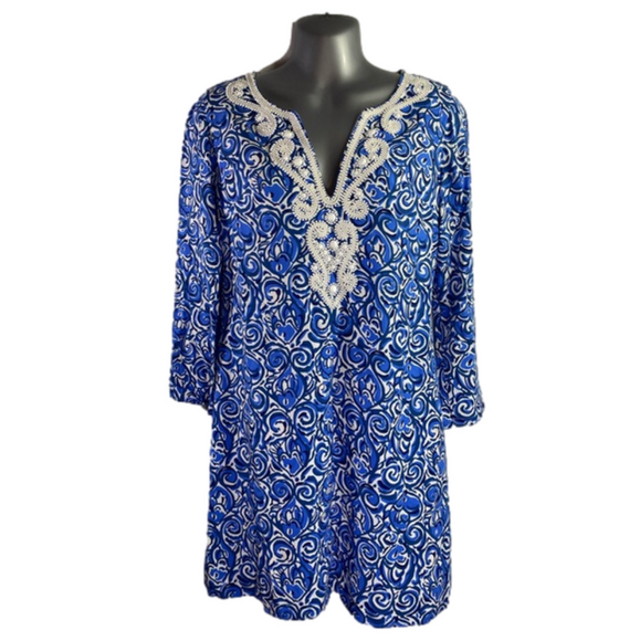 Lilly Pulitzer Dresses & Skirts - Lilly Pulitzer Julianna Embroidered Beaded Indigo Chasing Tail Dress SKU0633